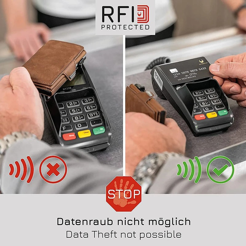 Pop-Up RFID Wallet in Genuine Leather – Sleek Protection, Effortless Access