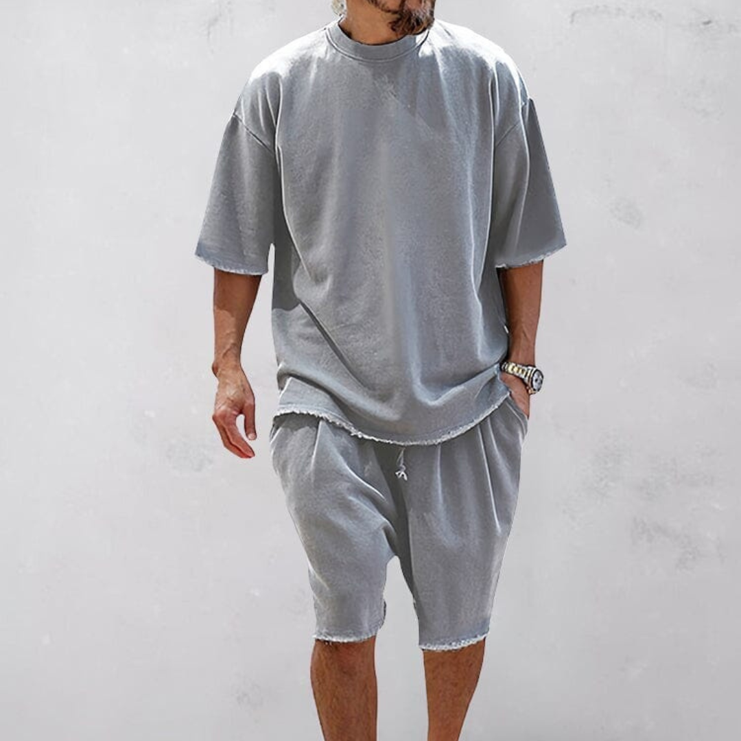 Men’s 100% Cotton T-Shirt & Shorts Set – Co-ord Loungewear Set Summer Essential