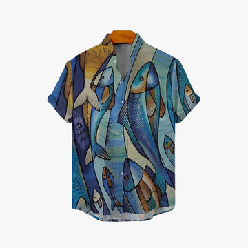 Men’s Fish Print Short-Sleeve Shirt