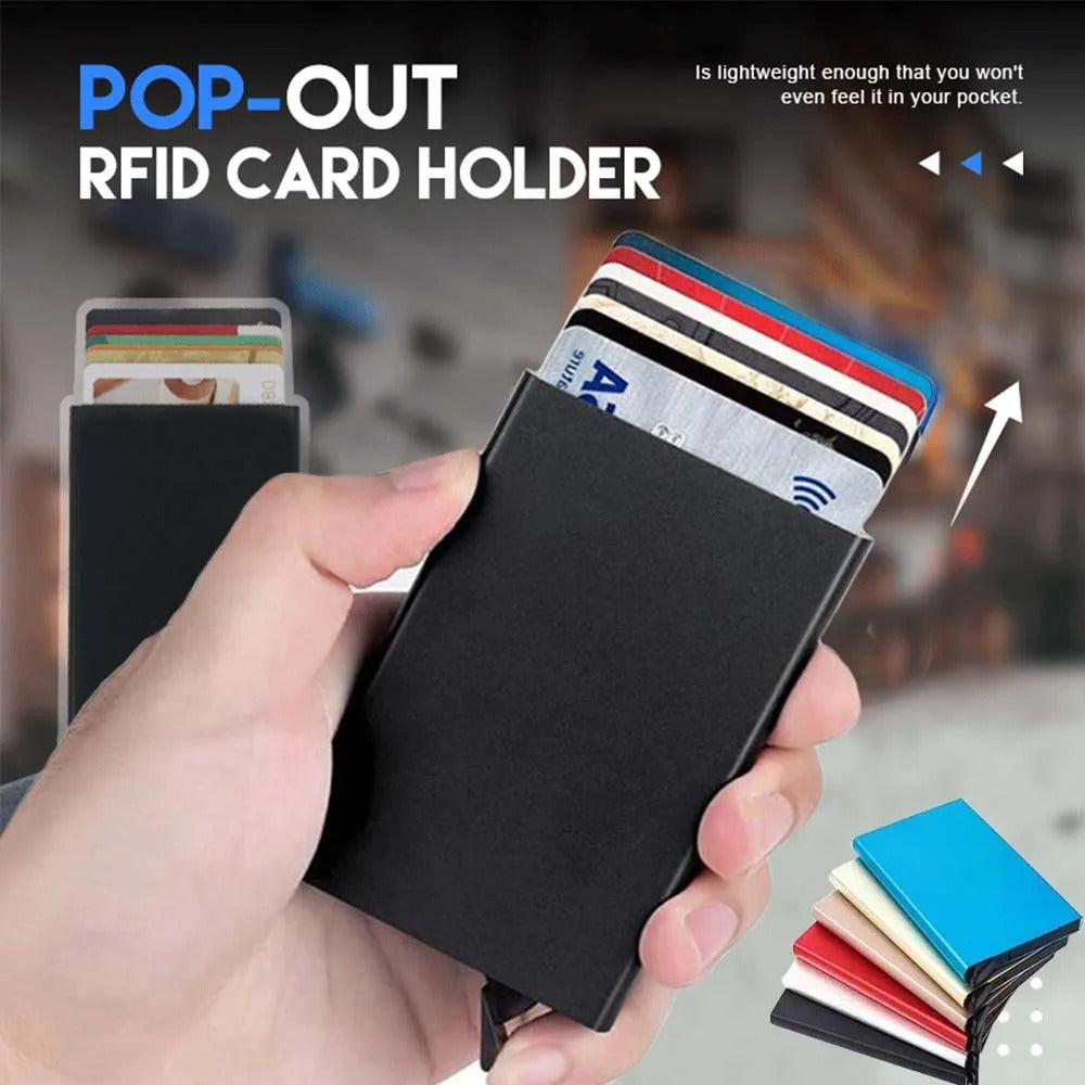 Slim Pop-Up Vertical Wallet - Compact RFID Credit Card Holder for Men & Women