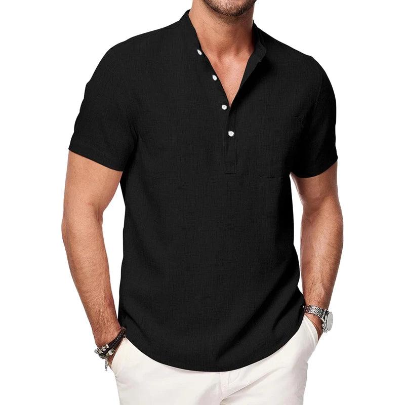 Shoreline Henley | Men's Lightweight Cotton Beach Shirt with Pocket