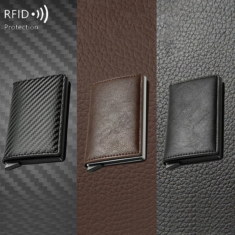 Fayymont Carbon Fiber & Aluminum RFID Wallet – Slim Pop-Up Design