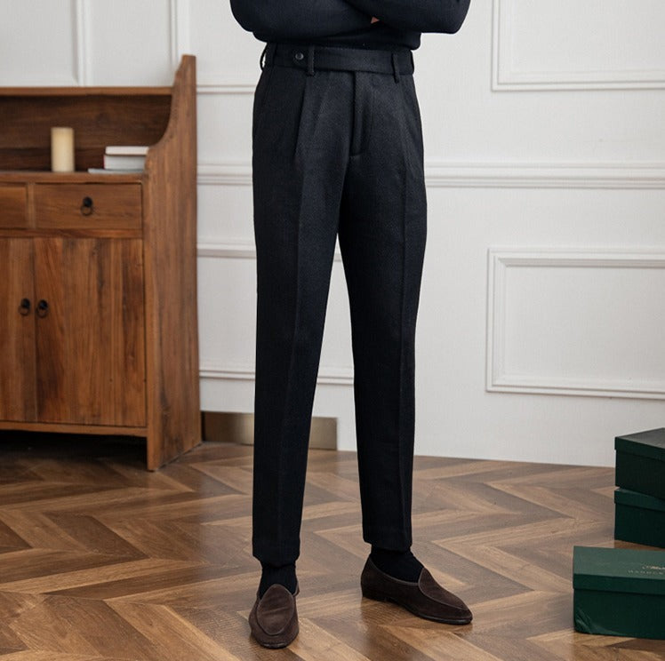 Heritage Wool Blend Herringbone Trousers