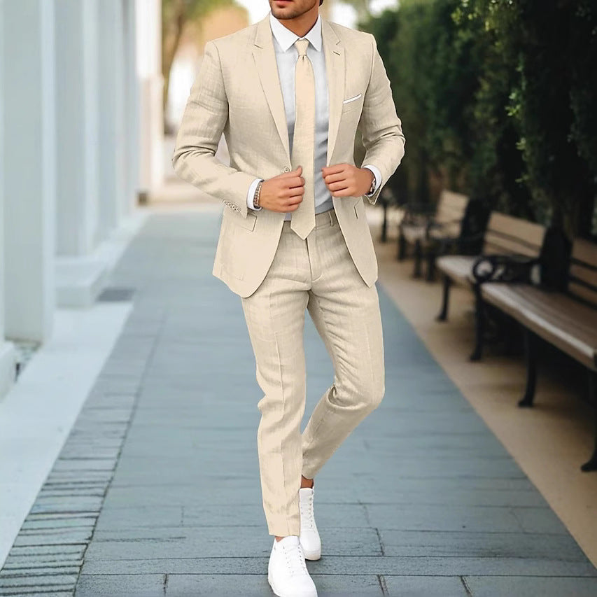 Men’s Two-Piece Suit – Lightweight Tailored Blazer and Trousers for Summer