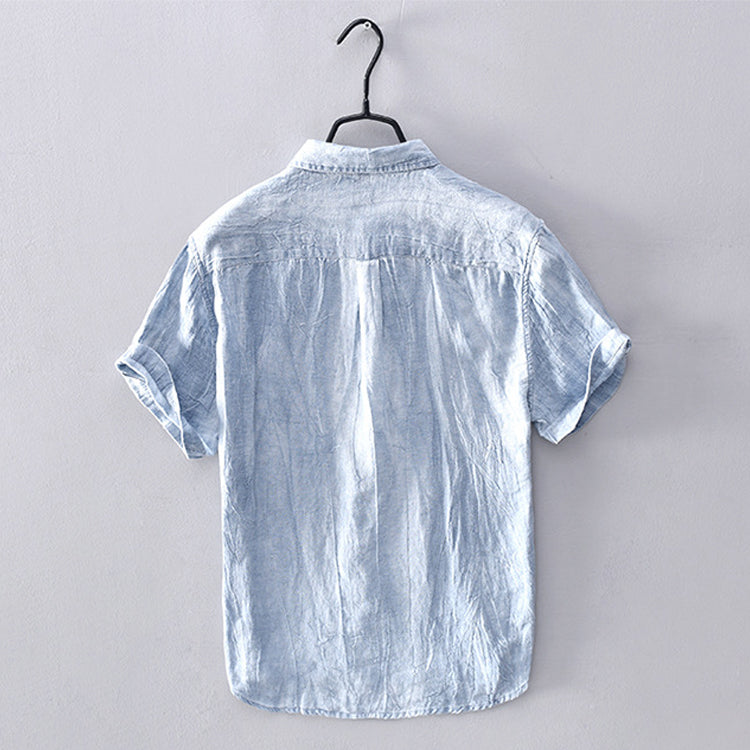 Short-Sleeve Linen Shirt — Open Weave