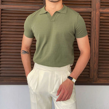 Old Money V Collar Polo Shirt