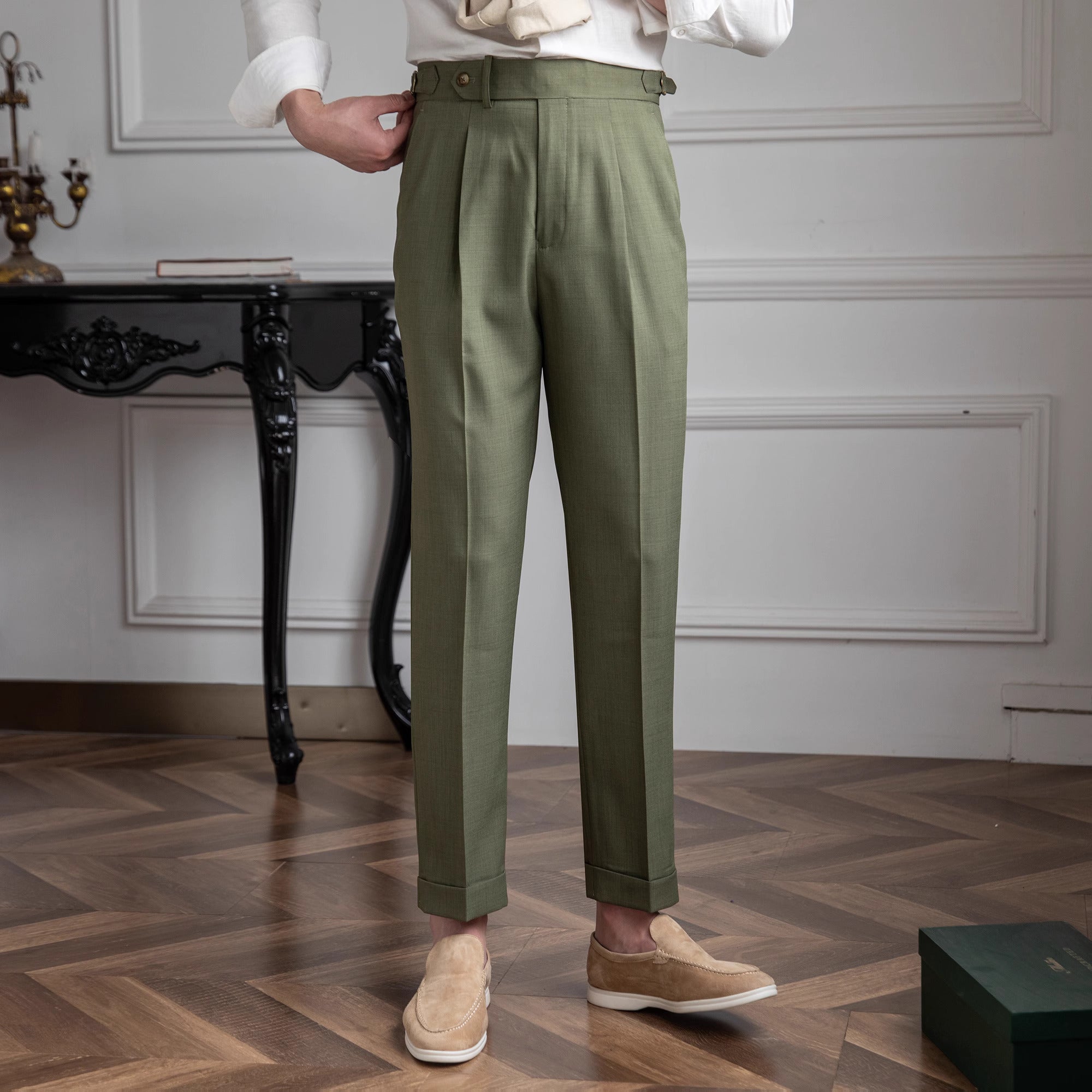 Antibes Straight Fit Single Pleated Trousers