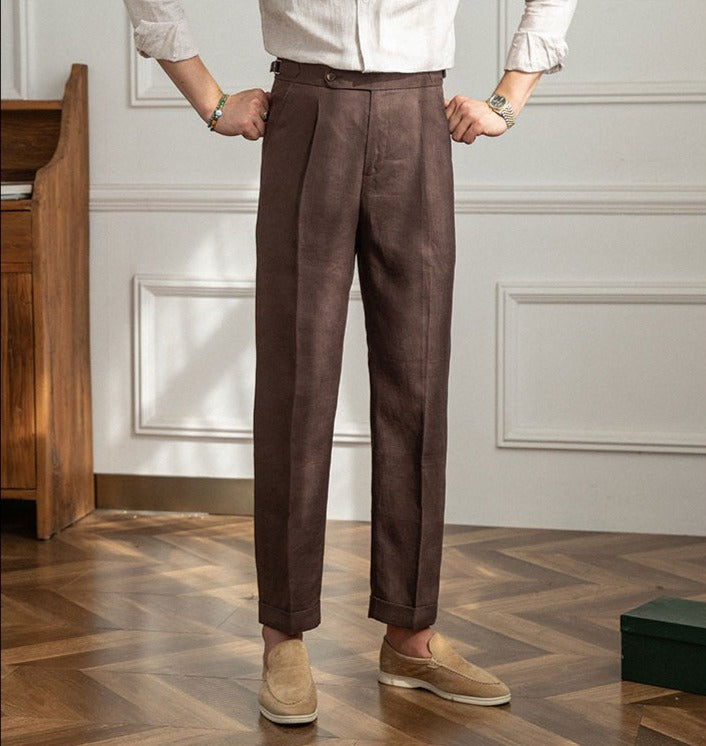 Monte Carlo Linen Pleated Trousers