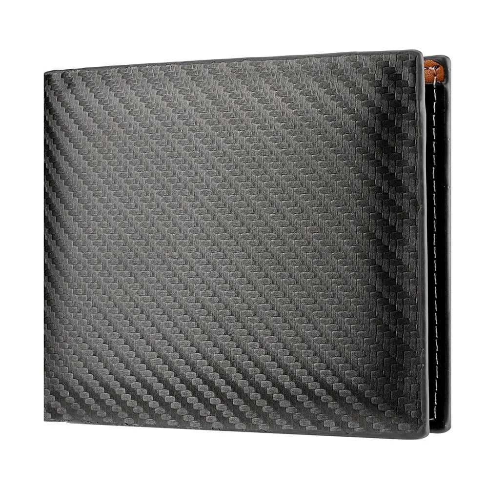 Men's Compact Carbon Fiber Wallet with Integrated Zipper and Card Holder