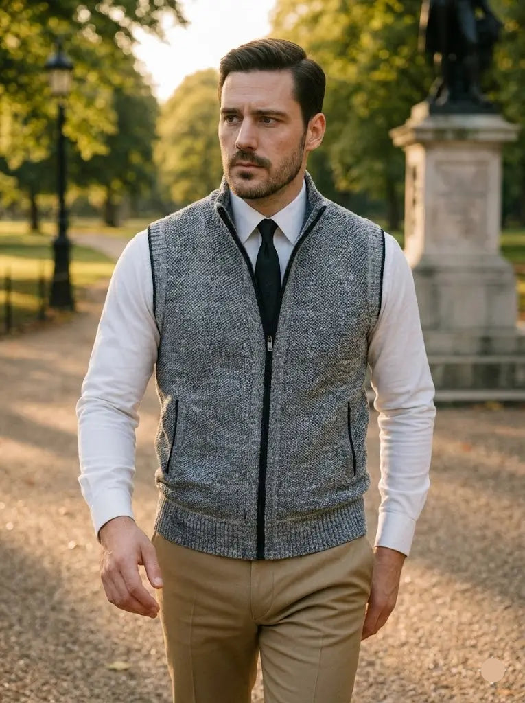 Elegant Full-Zip Sweater Vest - Fayymont Co