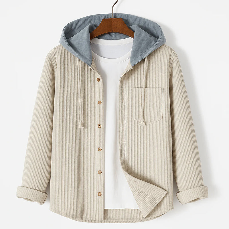 Hooded Corduroy ButtonUp Overshirt