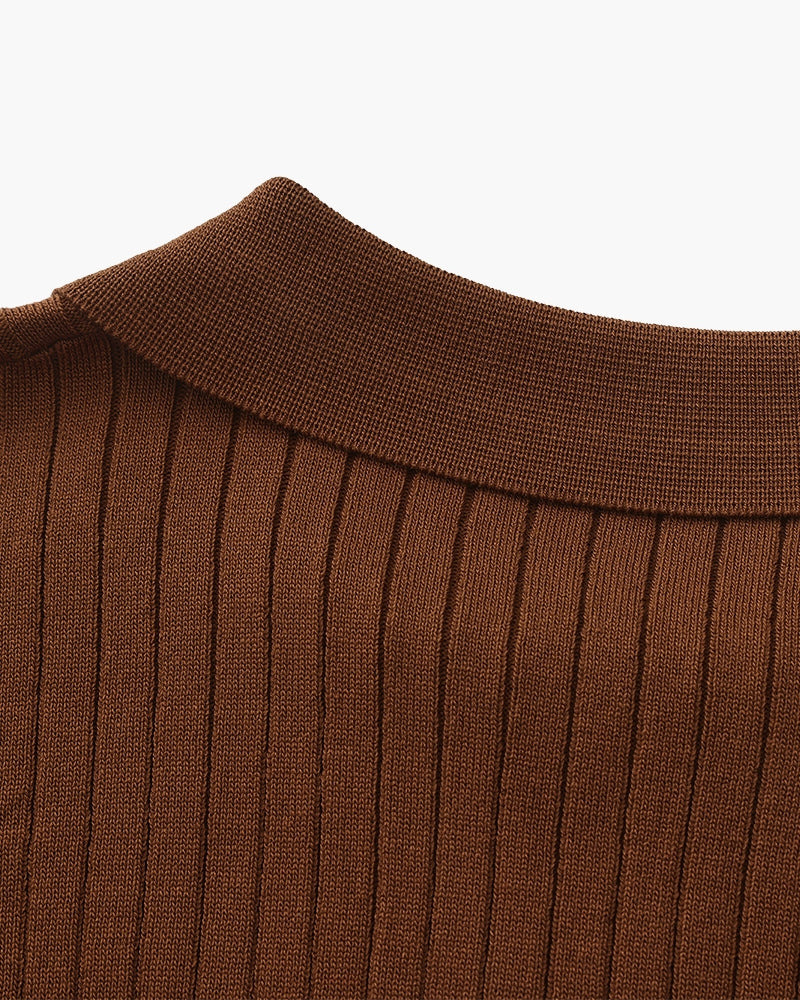 Ribbed Knit Polo – Fine Merino