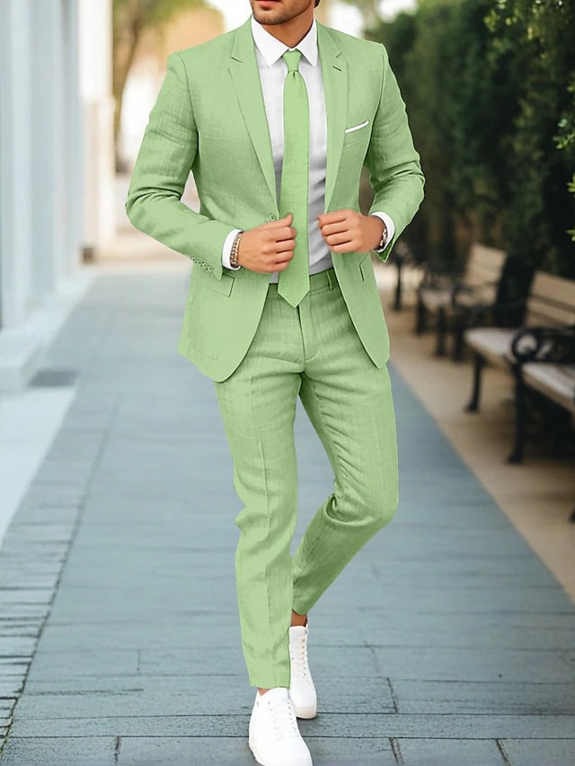 Men’s Two-Piece Suit – Lightweight Tailored Blazer and Trousers for Summer