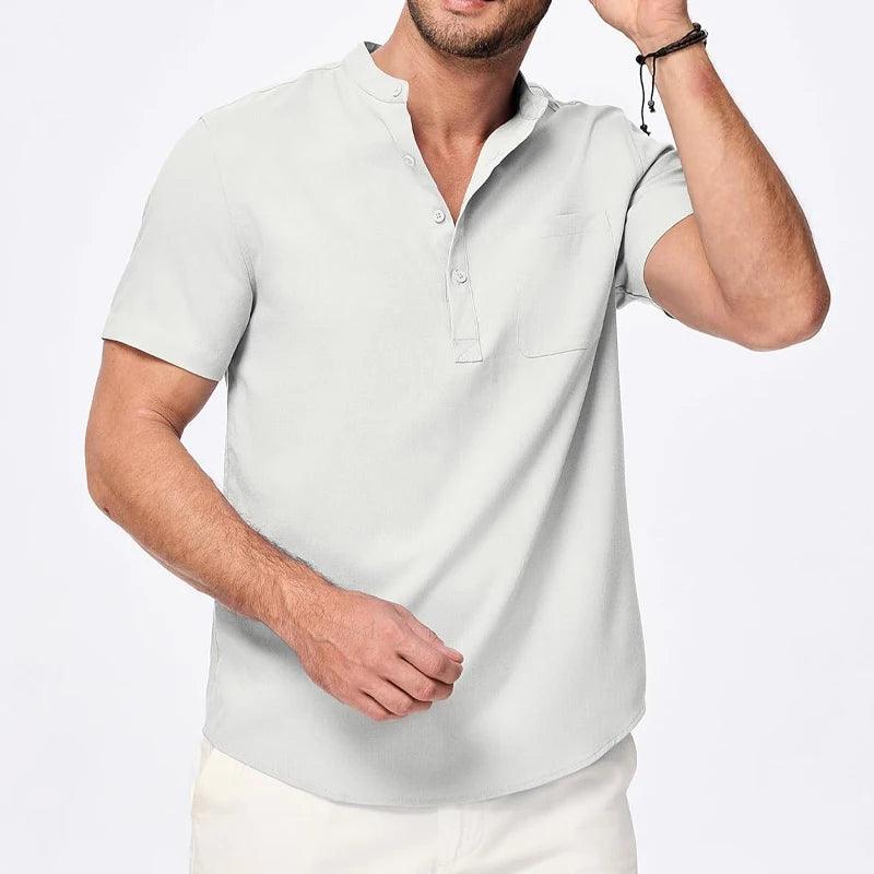 Shoreline Henley | Men's Lightweight Cotton Beach Shirt with Pocket