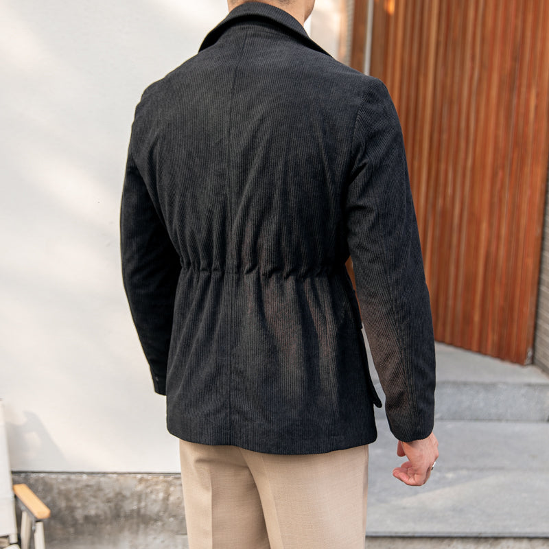 Oslo Corduroy Waisted Safari Jacket Lapel