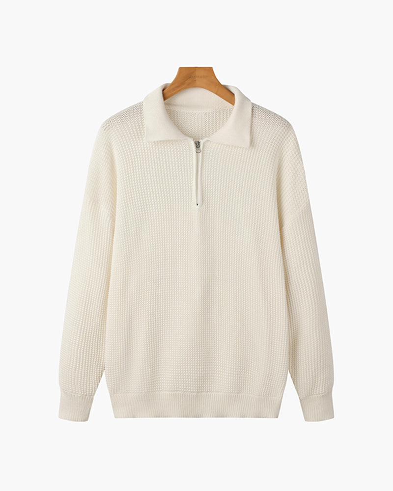 Cotton Zipped Sweater - Fayymont Co
