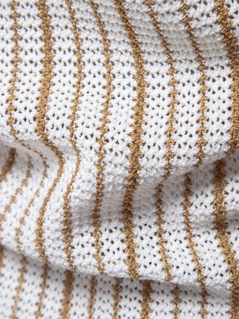 Striped Knit Polo Shirt - Fayymont Co