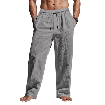 Linen Drawstring Trousers — Full Length