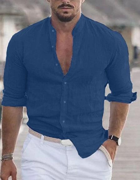 Men's Casual Shirt Long Sleeve Solid Color