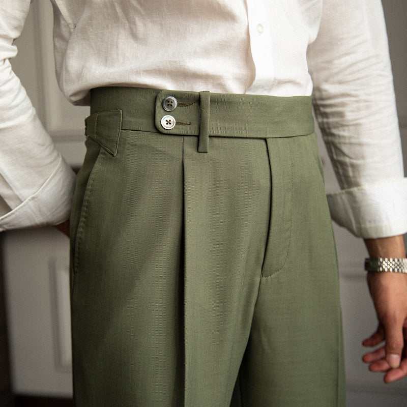 Tuscany Double Button Closure Pleated Trousers