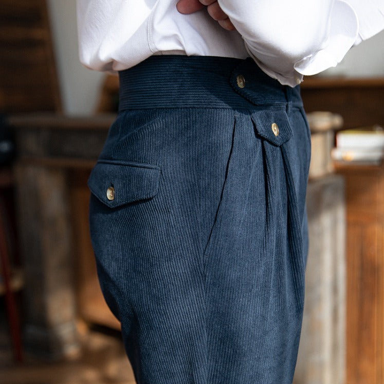 Corduroy Pleated Trousers