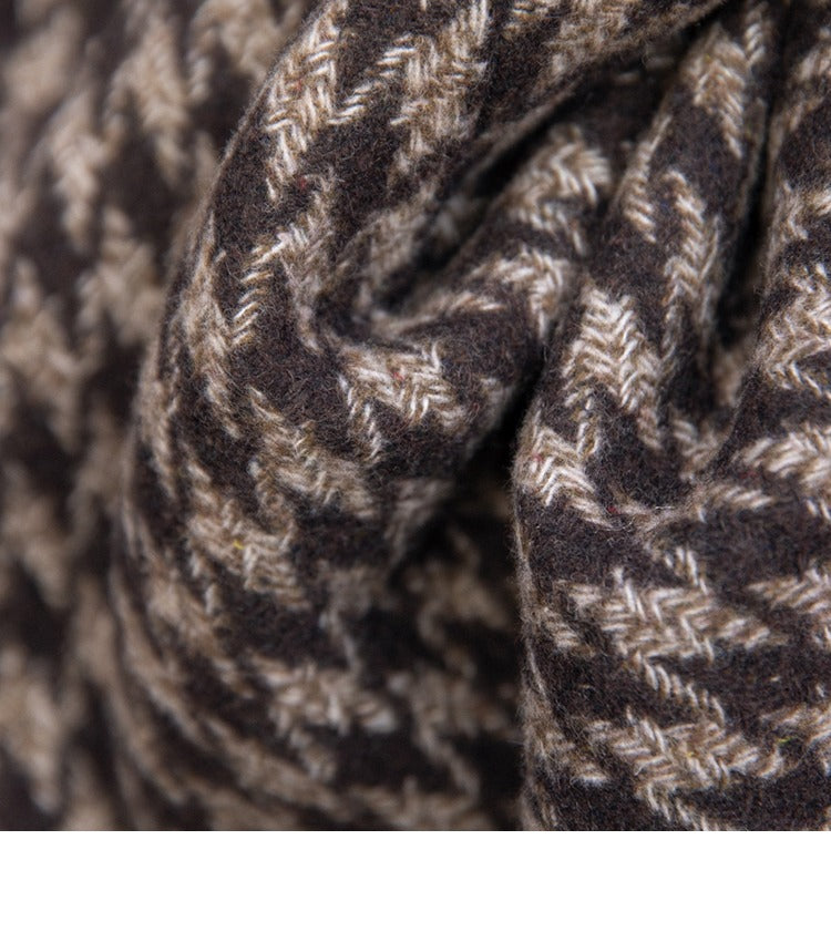 Houndstooth Edinburgh Belted Wool-Blend Coat