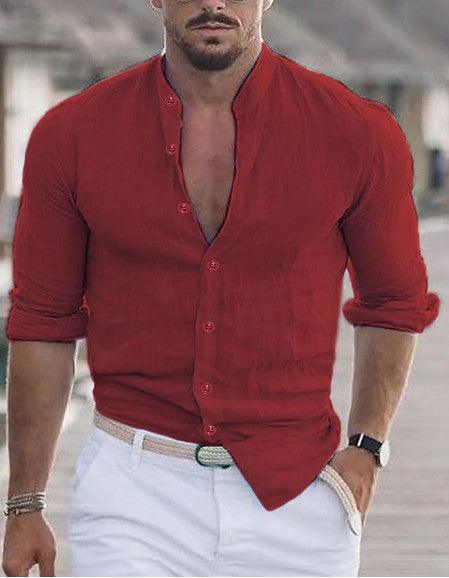 Men's Casual Shirt Long Sleeve Solid Color