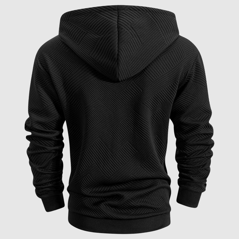 QuarterZip Textured Pattern Hoodie