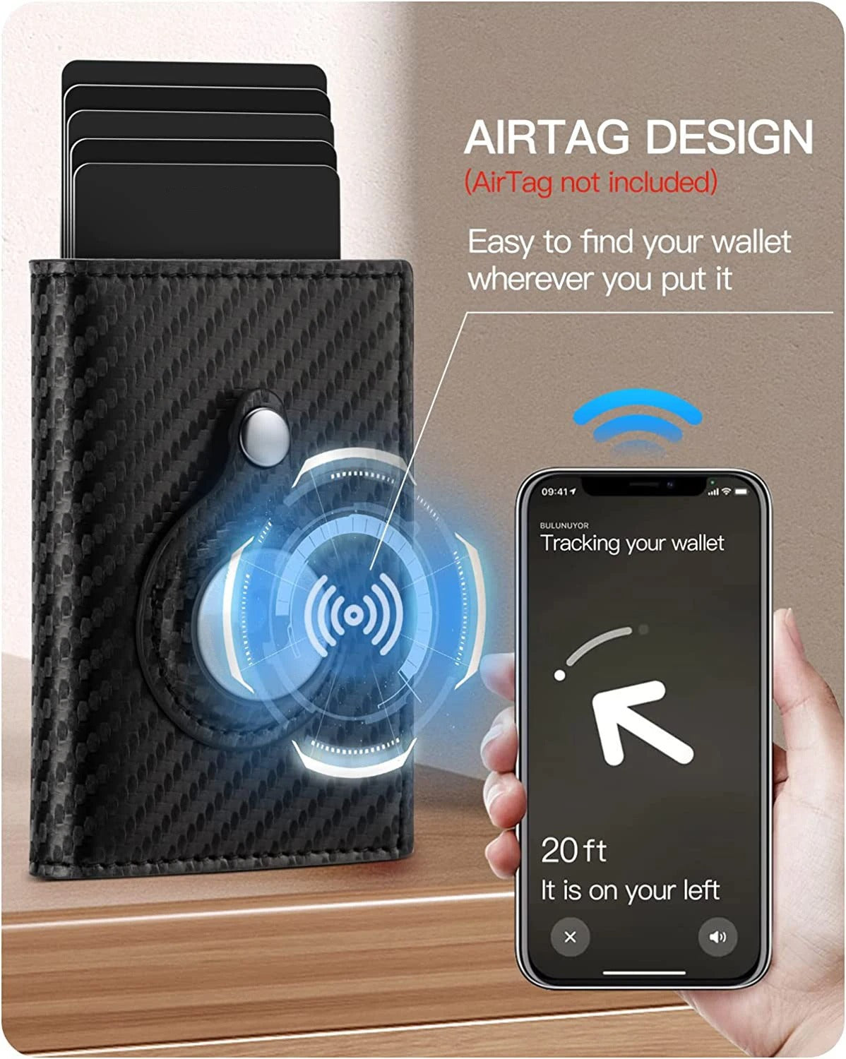 Smart Carbon RFID Wallet with Automatic Pop-Up Card Storage