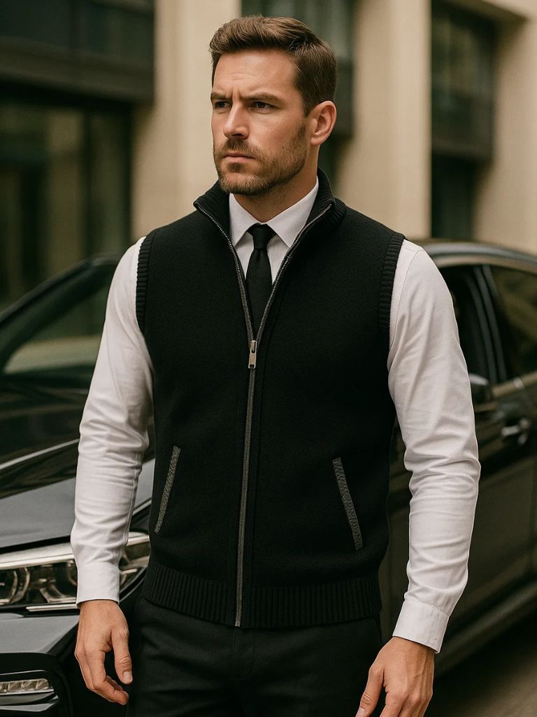 Elegant Full-Zip Sweater Vest - Fayymont Co