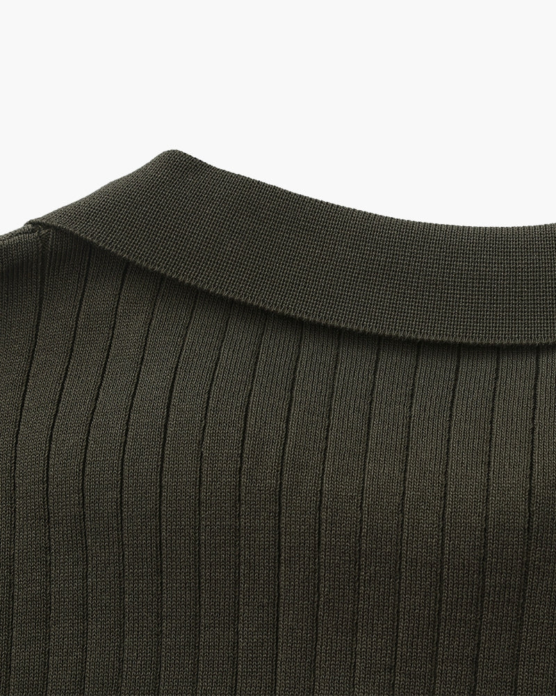 Ribbed Knit Polo – Fine Merino