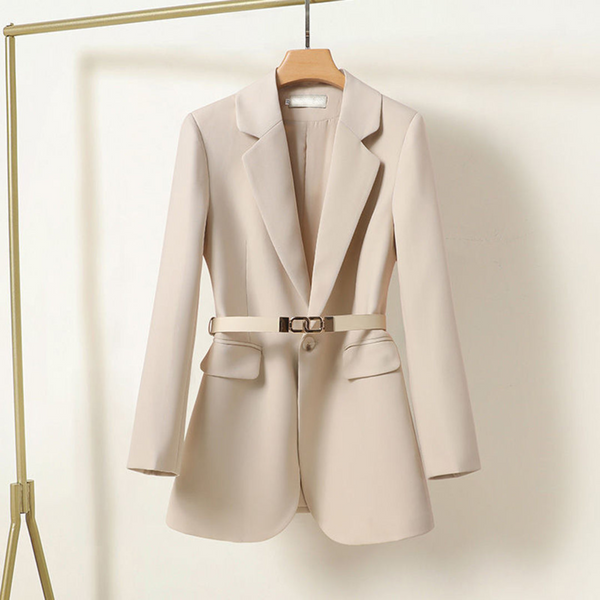 Blazer long ajusté avec ceinture pour femme