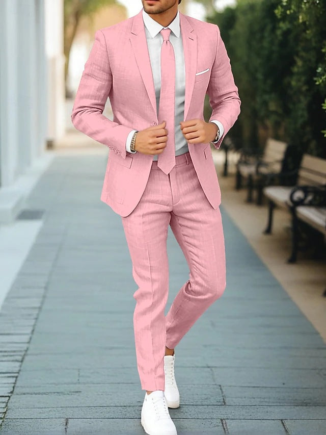 Men’s Two-Piece Suit – Lightweight Tailored Blazer and Trousers for Summer