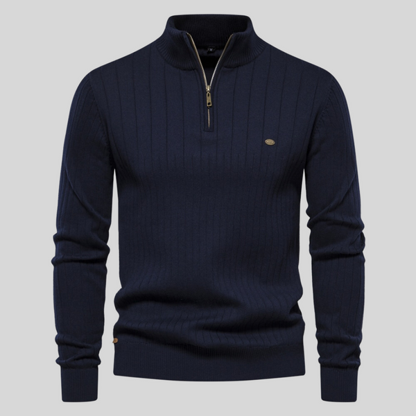 Half-zip Sweater | High collar | Long sleeves | Knitted sweater | Men's winter wear