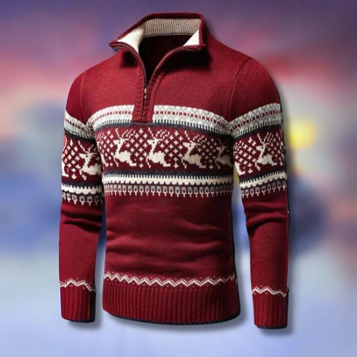 Kris | Men's Fair Isle Half-Zip Sweater