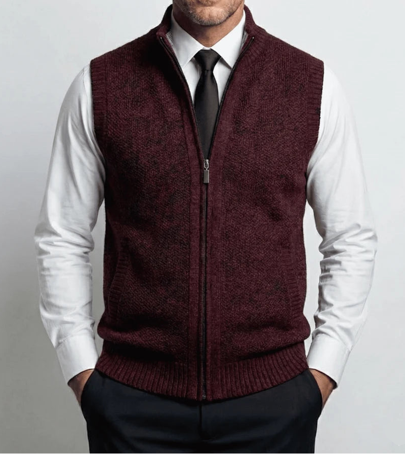 Elegant Full-Zip Sweater Vest - Fayymont