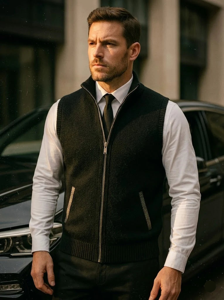 Elegant Full-Zip Sweater Vest - Fayymont Co