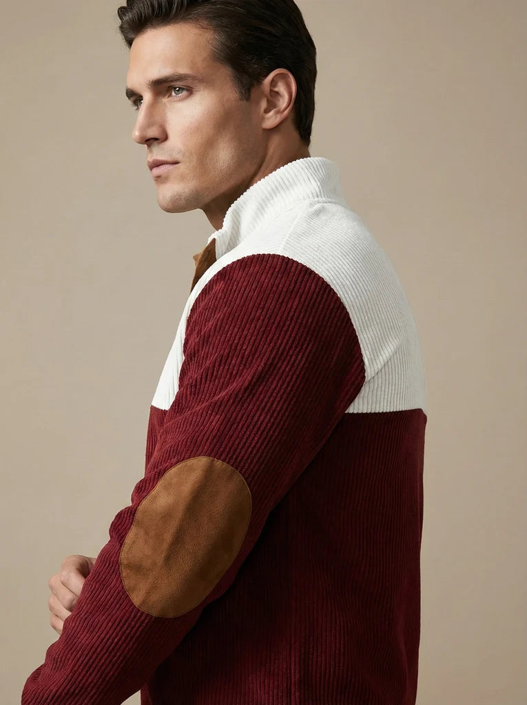 High Collar Corduroy Retro Pullover