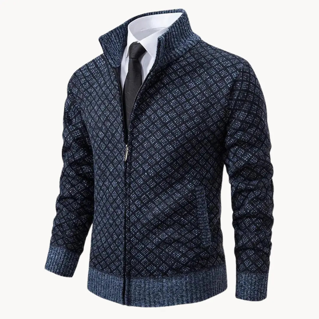 Damon | Men's Full-Zip Patterned Sweater Jacket