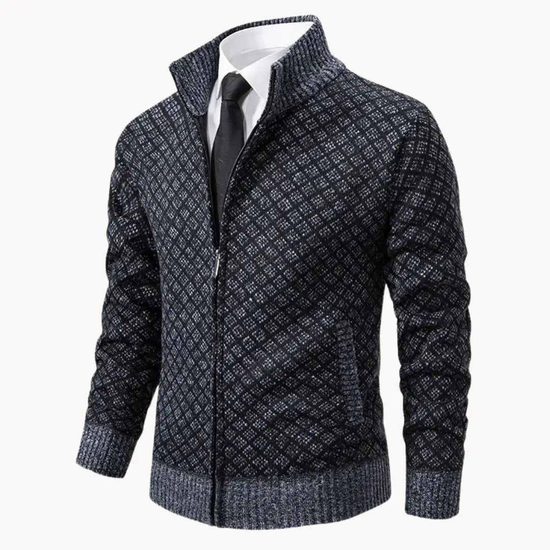 Damon | Men's Full-Zip Patterned Sweater Jacket