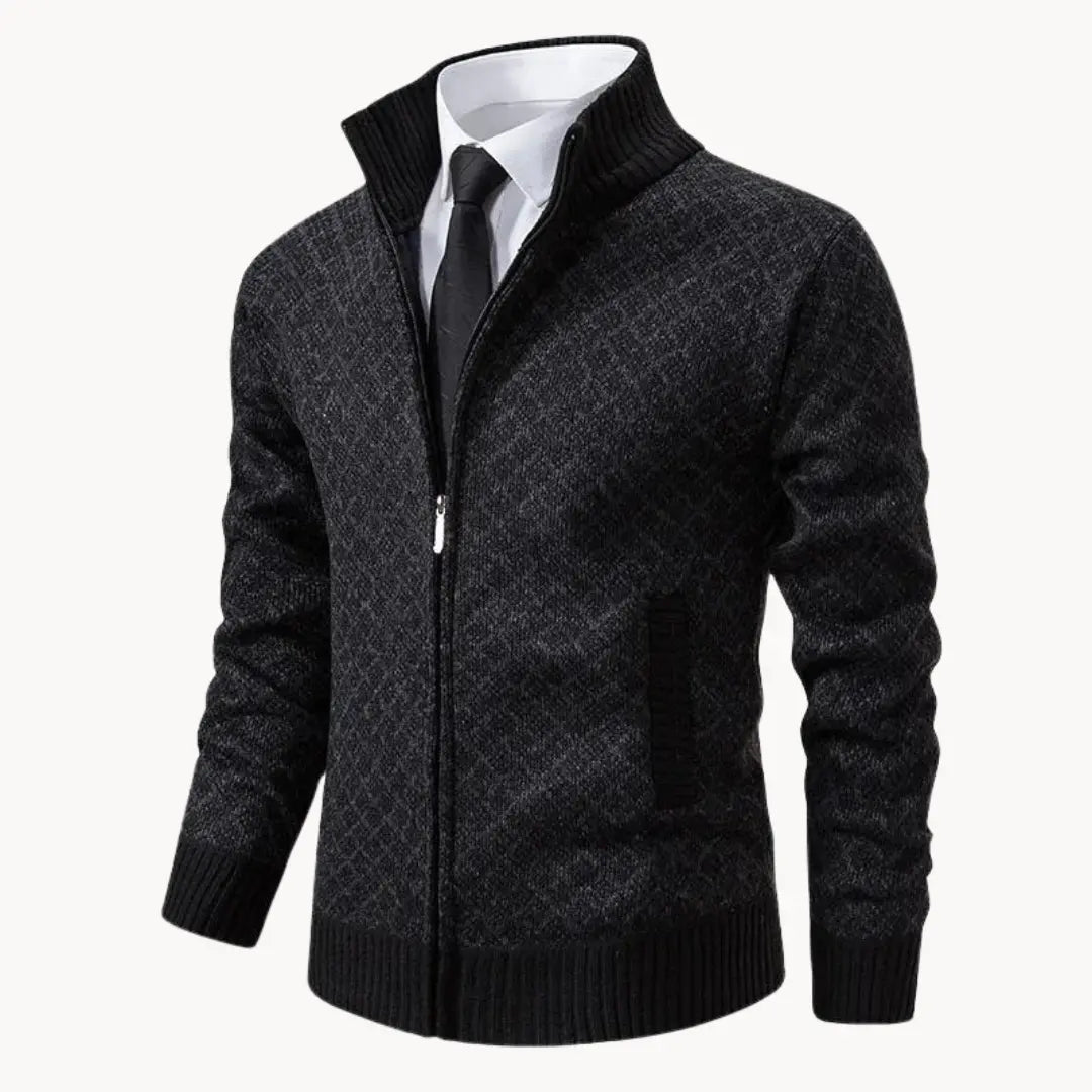 Damon | Men's Full-Zip Patterned Sweater Jacket