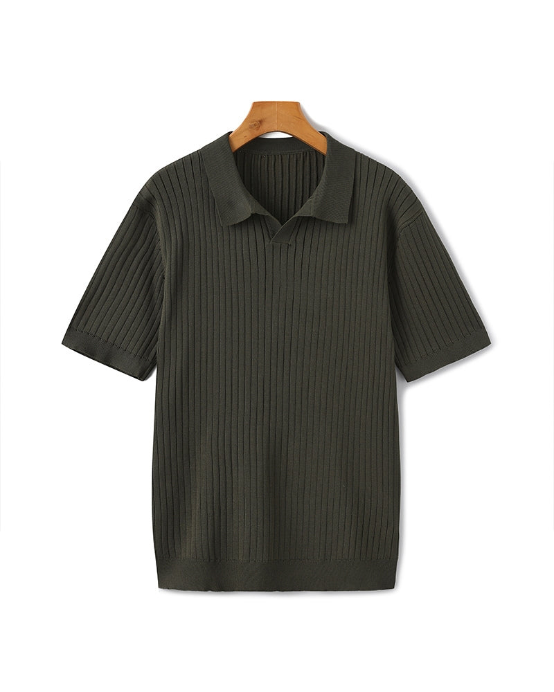 Ribbed Knit Polo – Fine Merino