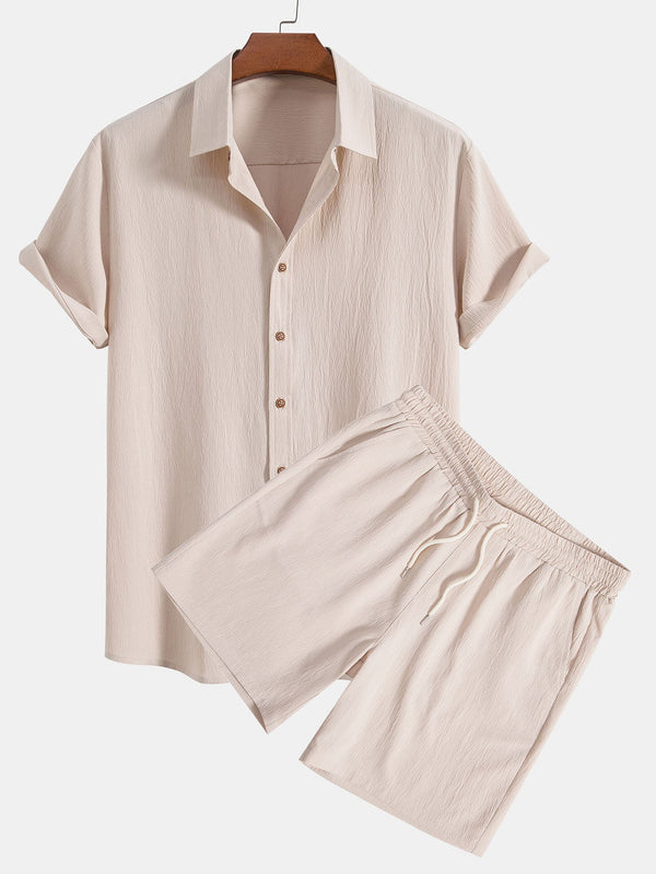 Men’s Button Polo and Tie Shorts Set