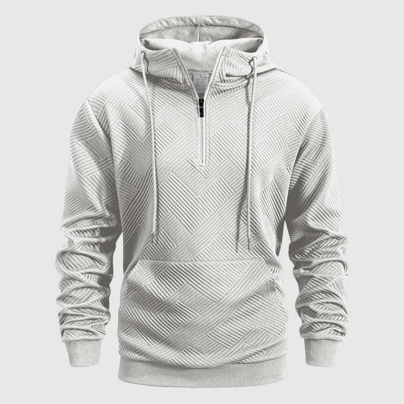 QuarterZip Textured Pattern Hoodie