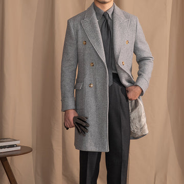 Palazzo Vintage Wool Blend Herringbone Polo Coat