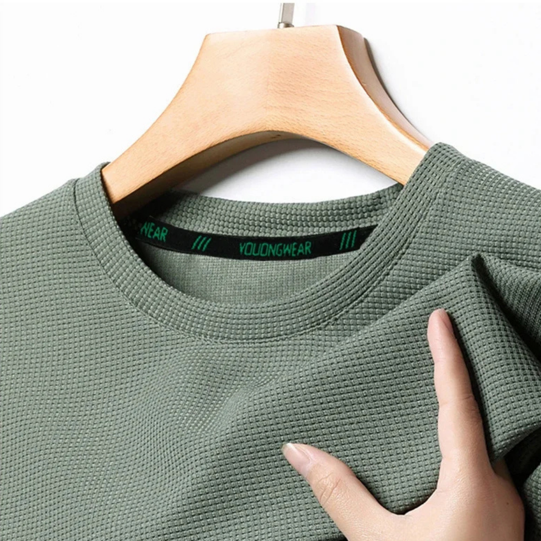Men Waffle Knit T-Shirt – Breathable - 4 Season Comfort