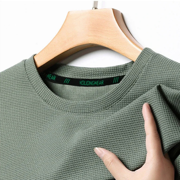 Men Waffle Knit T-Shirt – Breathable - 4 Season Comfort