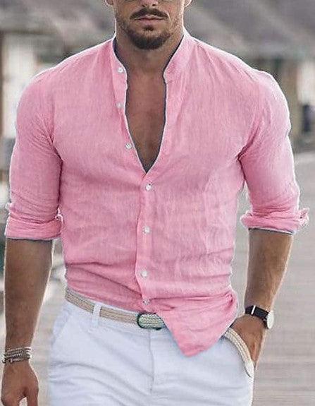 Men's Casual Shirt Long Sleeve Solid Color