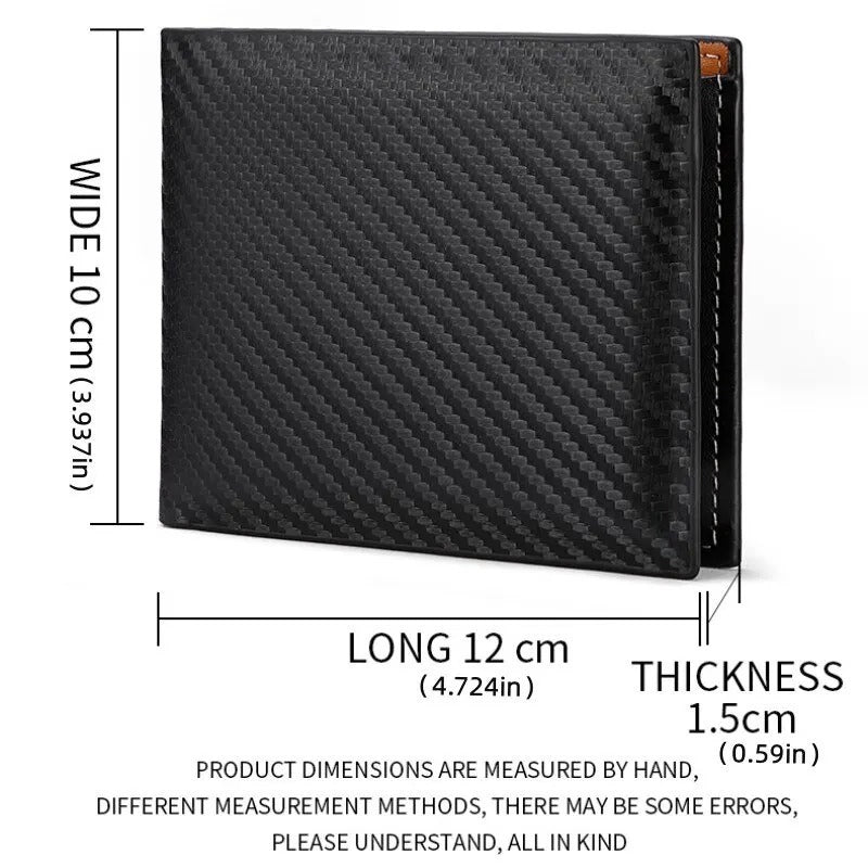 Men's Compact Carbon Fiber Wallet with Integrated Zipper and Card Holder
